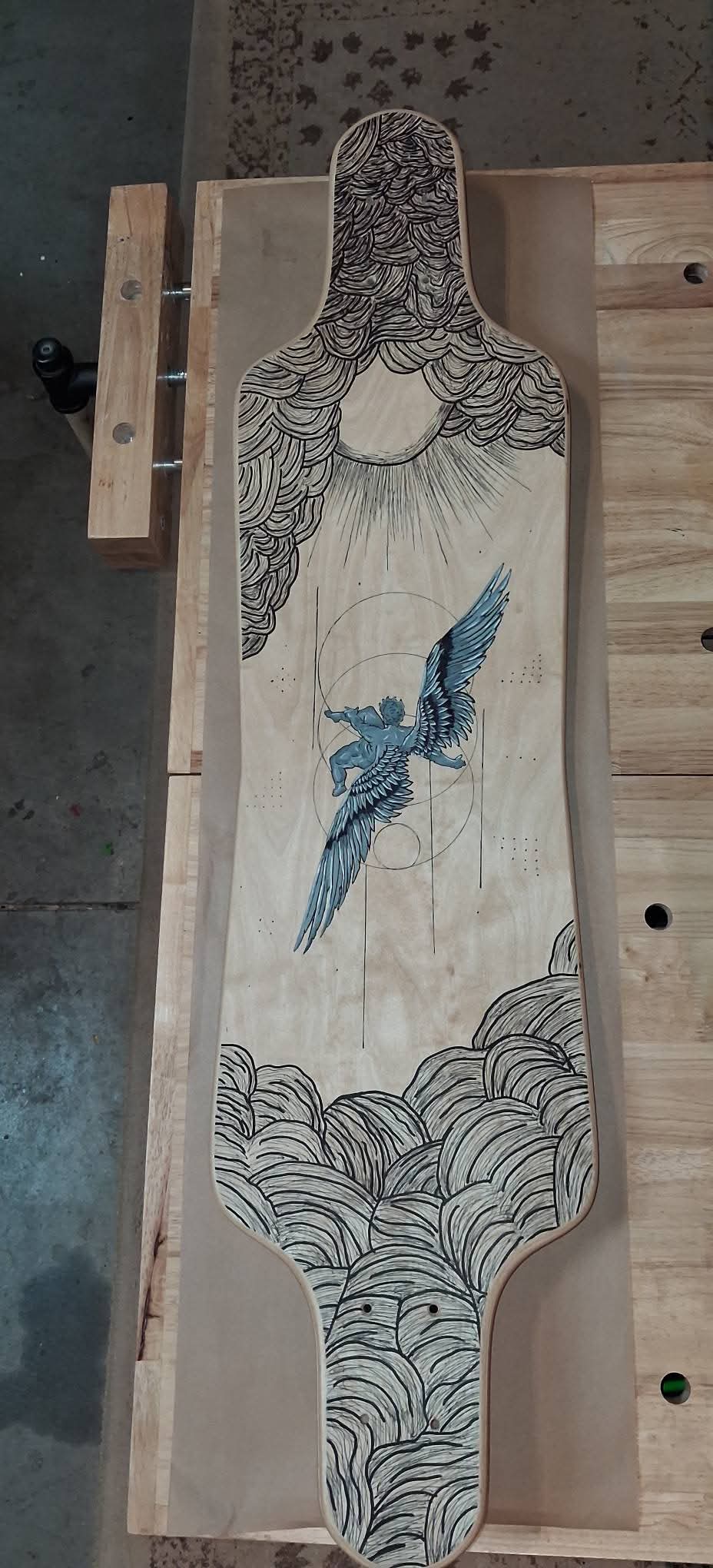 top mount hour glass longboard