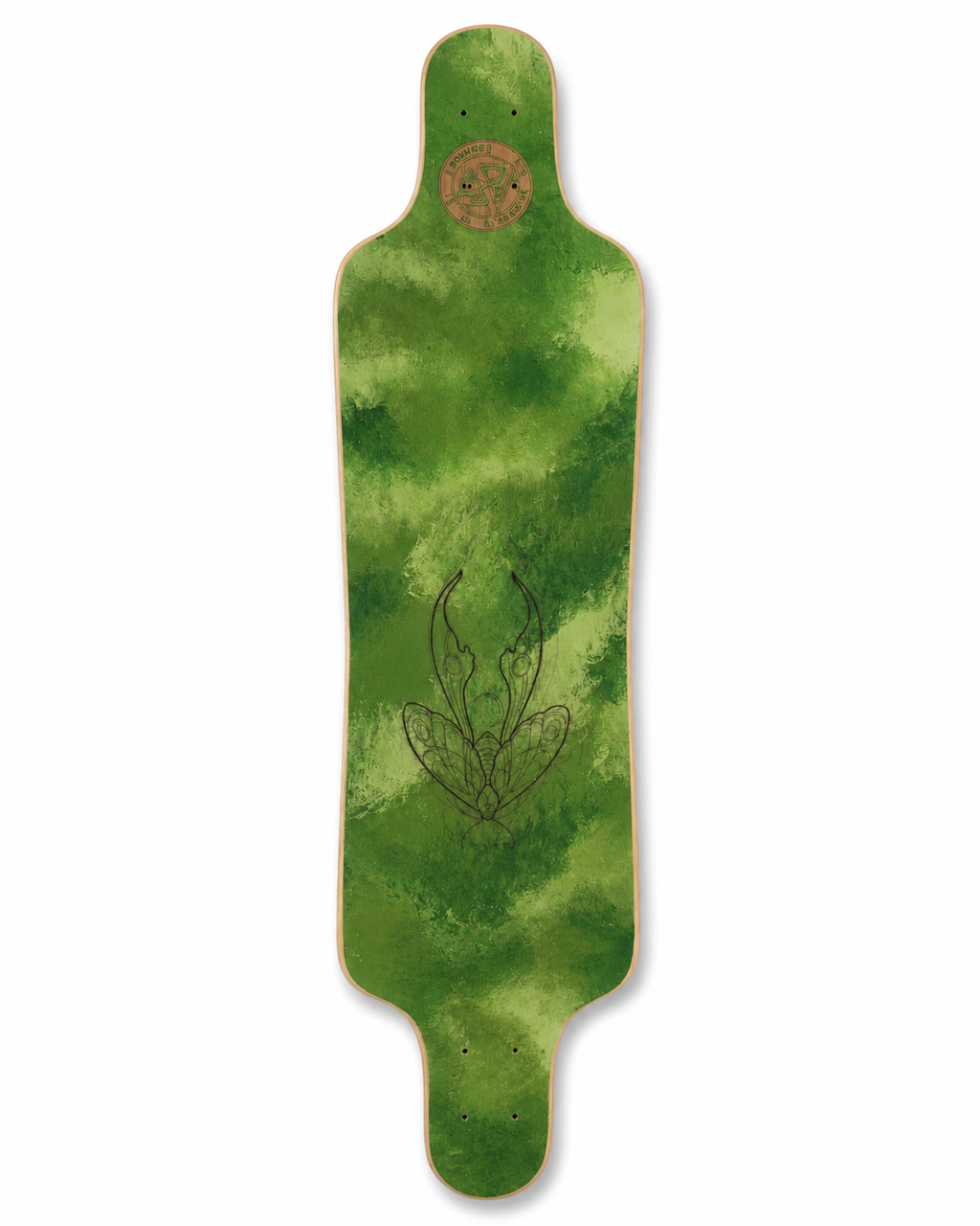 Enchanted Forest Moth Hourglass Top-Mount Longboard Deck